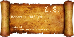Bencsik Róza névjegykártya